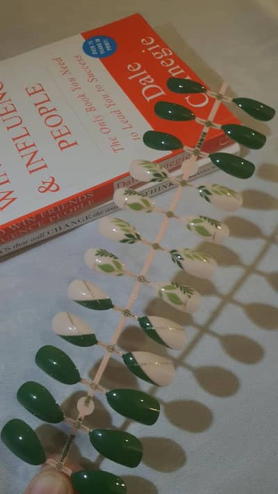 Green And Beige Hand Made Best Quality Nails