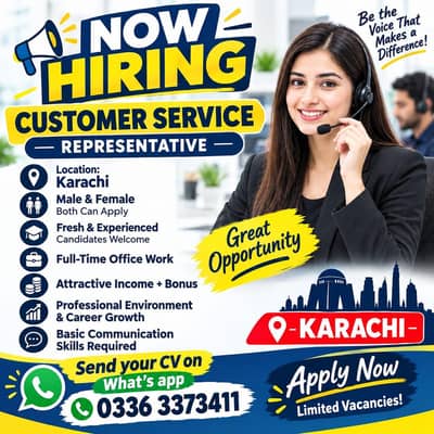 Hiring for Customer Service Representative in Karachi