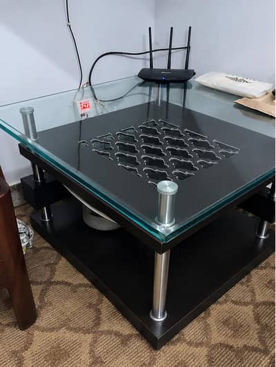Premium Black Glass Center Table | Unique Modern Design