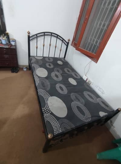Single Iron Bed with Mattress | Strong & Sturdy