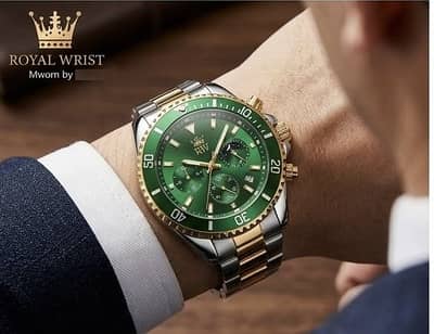 ROYAL WRIST Emerald Green Chronograph watch - Luxury Two-Tone steel