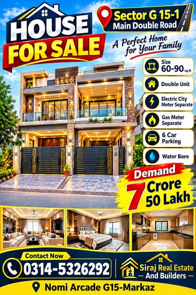 g15 Markaz size 60x90 1 kanal for sale full house visit any time possible