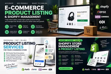E-Commerce Business Management — Shopify, Product Listings & More