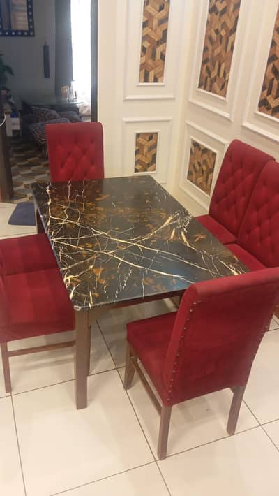 marble dinning table six chair