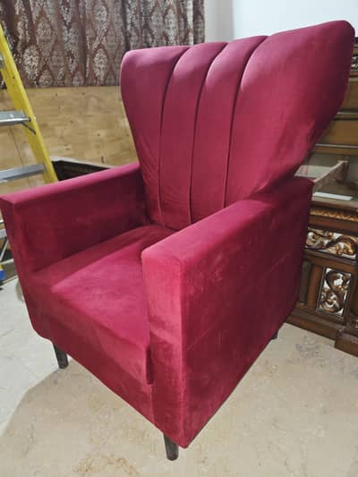 Luxury Red Velvet Wingback Armchair