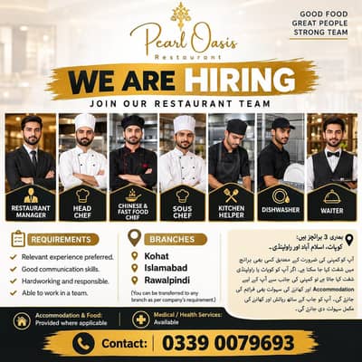 Restaurant Manager | Chinese Chef | Waiter | Kitchen Helper | Jobs