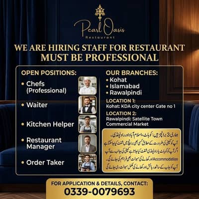Restaurant Manager | Fast Food & Chinese Chef | Waiter | Order Taker