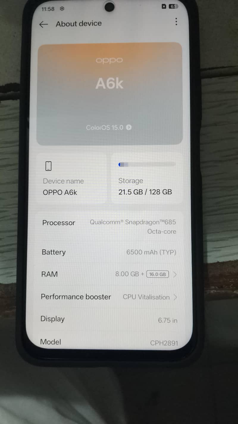 OPPO A6k 0