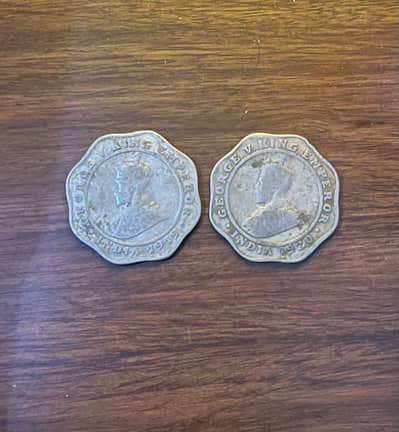 4 Annas coins from British India issued under King George V.