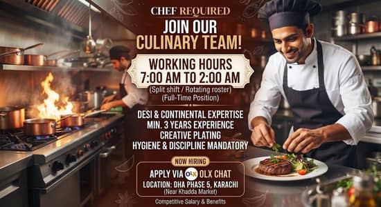 Chef required DHA PHASE 5