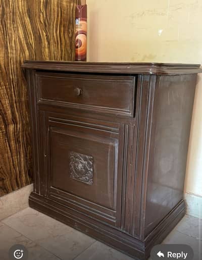 Wooden bed with 2 side tables
