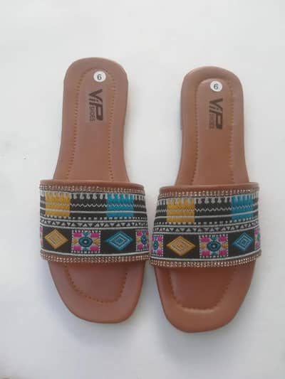 Elegant Women’s Embroidered Fancy Slippers – Premium Synthetic Leather