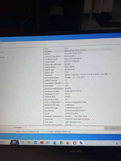 Huawei laptop model D15 core i3 processor 2.10 GHz generation 10