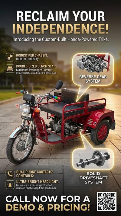 Three wheeler bike for disable person