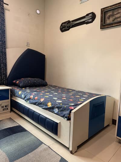 Single Bed with side table and dressing + mirror