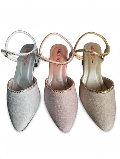 Bridal shimmer heel 3 colours -silver+pink+golden