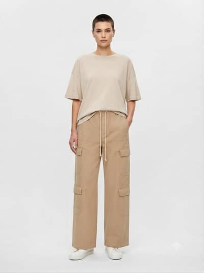 Unisex Baggy Cargo Pants - Cream / Khaki