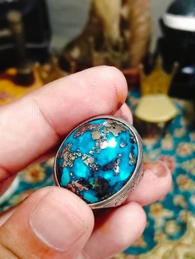 Shajri Feroza Sterling silver beautiful Ring turquoise stone
