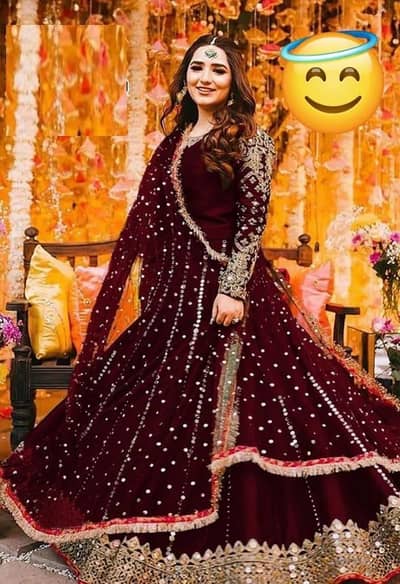 maroon embroidery 3 piece  suite