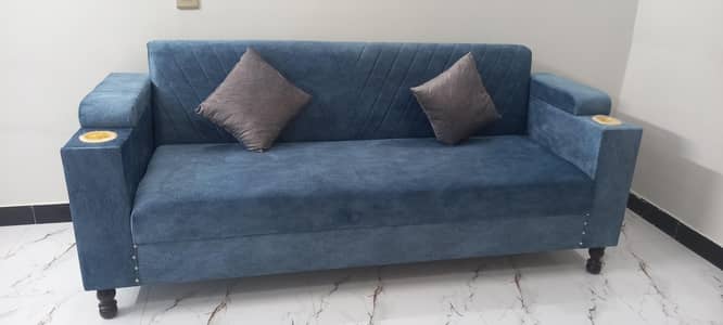 Stylish Blue Sofa Cum Bed – Excellent Condition