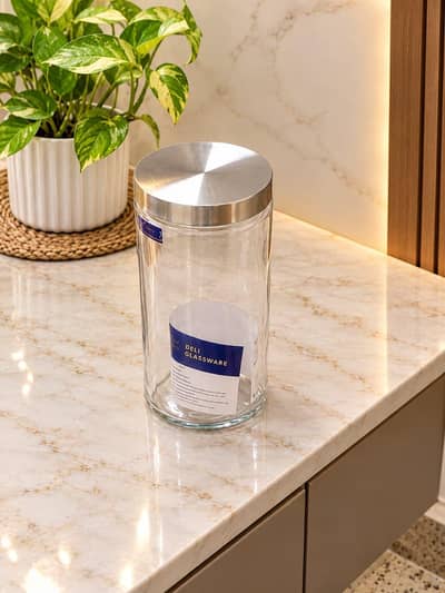 Premium Airtight Glass Storage Jar with Stainless Steel Lid