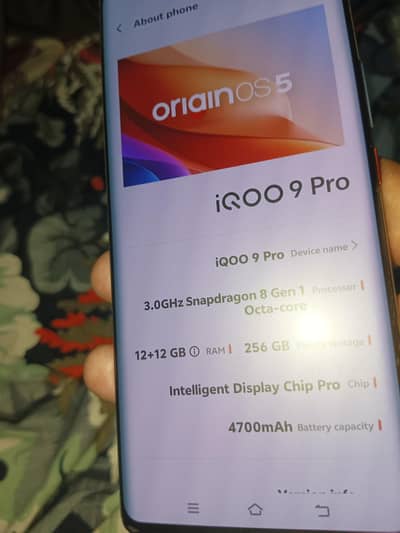 RIVO Other Model  iqoo 9 pro 12/256 GB dual SIM pta approved life time