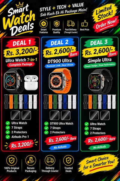 ULTRA WATCHES ARE AVALIABLE ACHI VARIETY BHI OR NORMAL VARIETY DONO HA