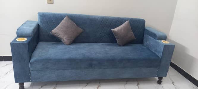 Stylish Blue Sofa Cum Bed – Excellent Condition