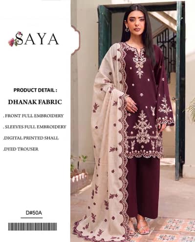 DHANAK 3pc Heavy Embroidered*