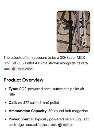 SIG Sauer MCX . 177 Cal CO2 Pellet Air Gun For Sale Lahore
