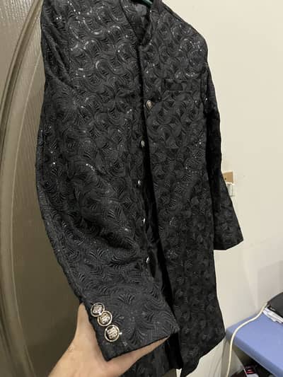 Mens Premium Shairwani Black In Lahore