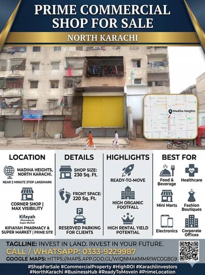 Shop for Sale Corner With  Extra Land Lease North Karachi 5M