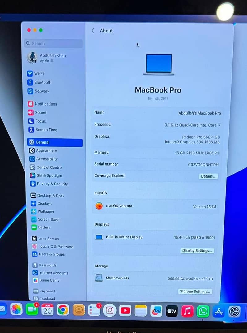 Macbook pro 2017 7
