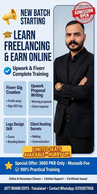 Learn Freelancing & Earn Online Fiverr Upwork Full Course 5000 PKR