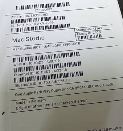 CTO Mac Studio m4 Max 16 Core CPU 40 core GPU COMPANY PURCHASED