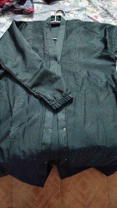 bottle green embroidered abaya