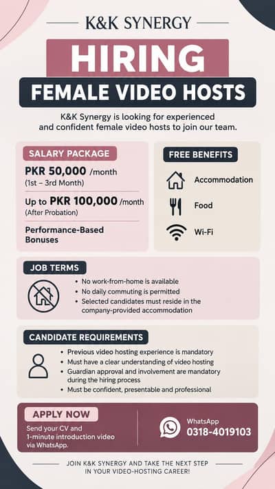 Female Video Host Required | Video Hosting Job