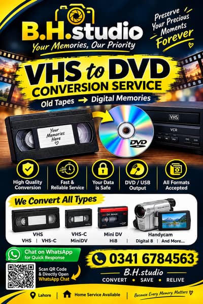 VHS to DVD Conversion Service in Lahore | B. H. Studio