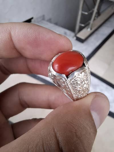 Natural Italian Coral Marjan Silver Ring