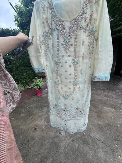 half white full embroidery dress