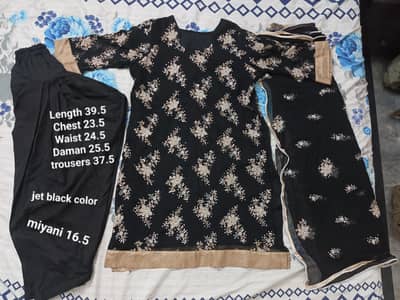 3 piece large size Fancy dress good Condition| Net chiffon stone work