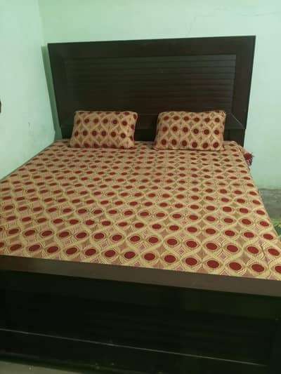 king size bed with two side table dark brown