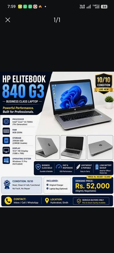 Hp Elite Book 840 G3