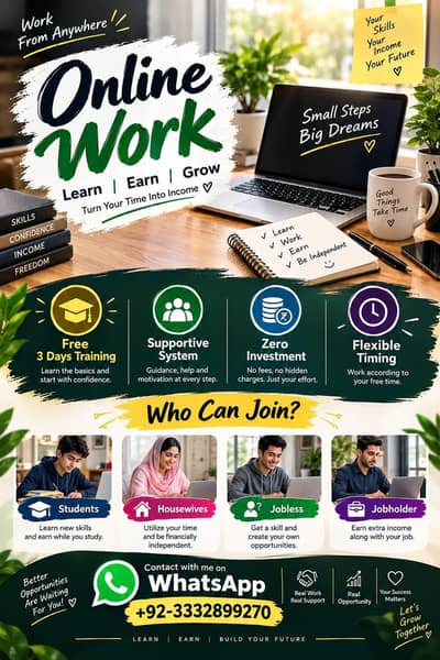 Legit Online Work Without Investment Dm on +92-3332899270