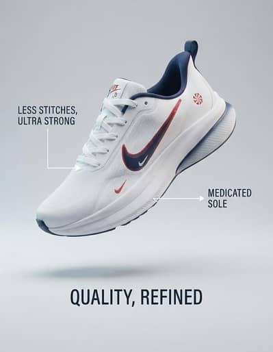 premium Nike Style Running Shoes – White