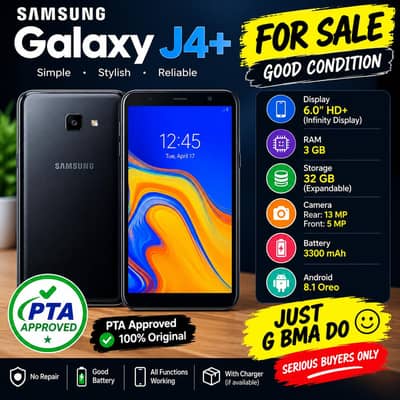 Samsung Galaxy J4+ 3GB 32GB PTA Approved – Good Condition