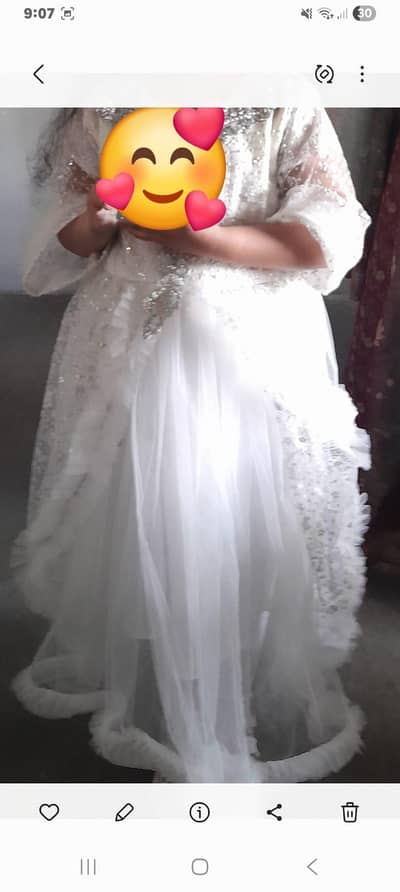 White Ney frock (with dupatta,trouser and cross body pouch)