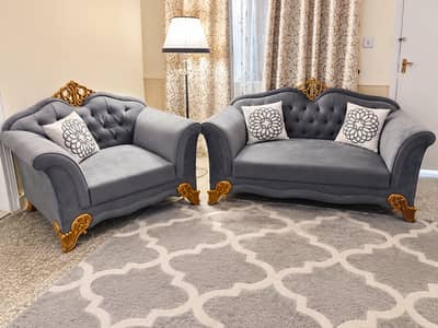 Sofa 7-seater, Chinioti Grey & golden color