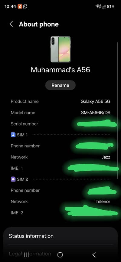 Samsung Mobile A56