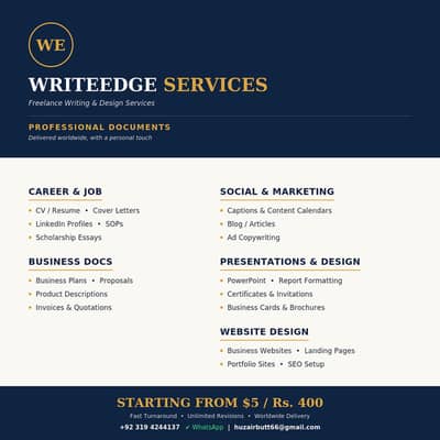  Need a CV, Cover Letter, or Assignment Formatted? Professional wri